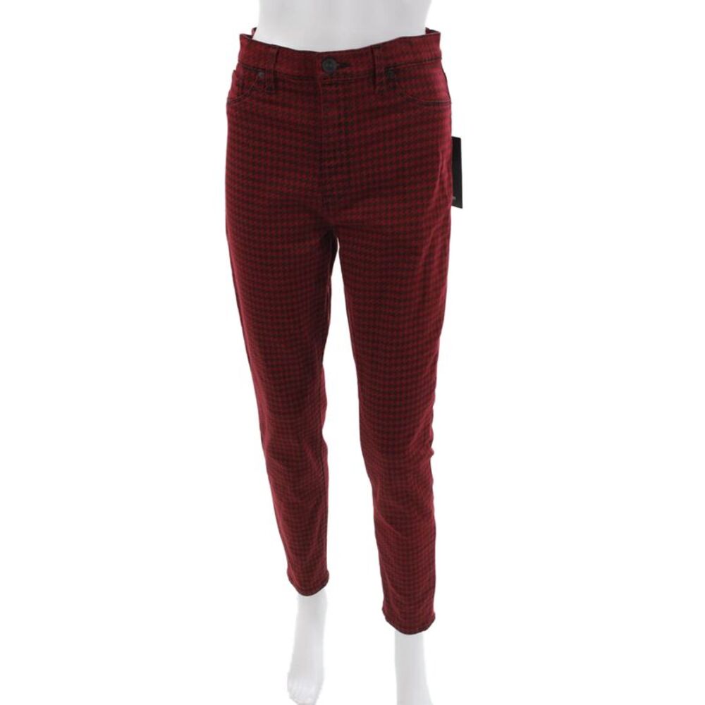 Hudson Women Skinny High Rise Red Check Jeans Size 31